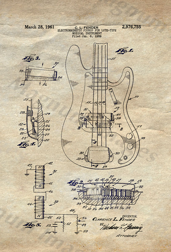 Fender-Bass Electro Pickup 1959 US2976755 Vin1