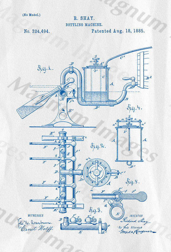 R Shay-Bottling Machine-1885 US324494-BLuI1