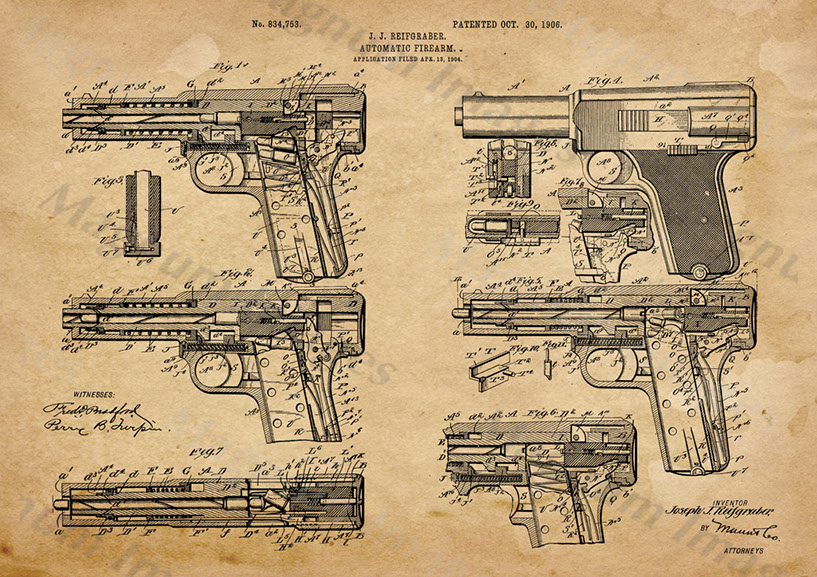 JJ Reifgraber-Auto Firearm-1906 US834753-Vin1
