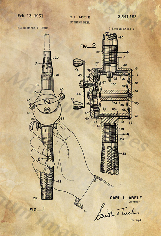 CL Abel-Fishing Reel-1951 US2541183-PG1