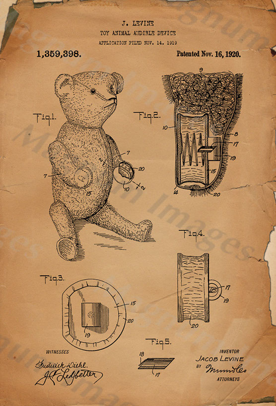 J Levine-Toy Animal Audible Device 1920 US1359398-Vin1