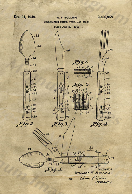 WF Boilling-Combo Cutlery-1948 US2456858-Vin1