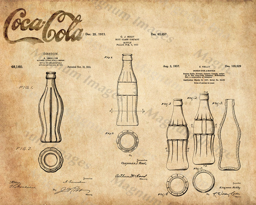 Coca Cola Bottle Patents x3 Vin1
