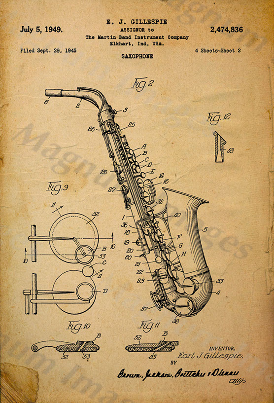 Martin Instuments, EJ Gillespie-Sax 1945 US2474836-Vin2