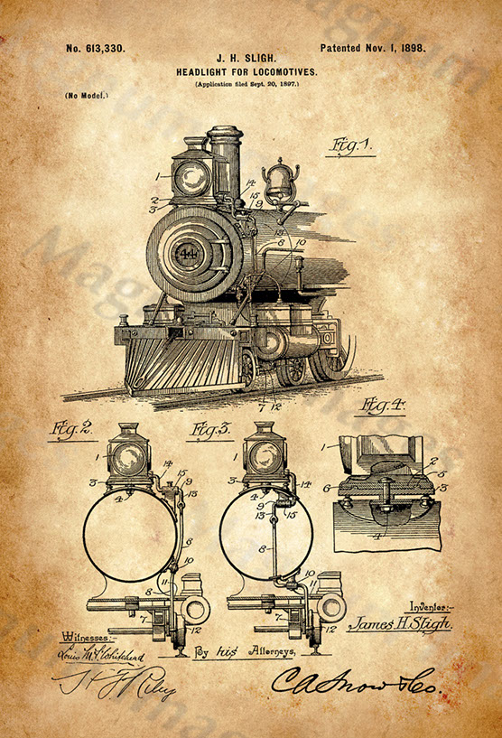 JH Sligh-Loco Headlight 1898 US613330-Vin1