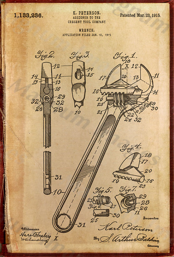 Crescent Tool Co, Peterson-Wrench 1915 US1133236-Vin1