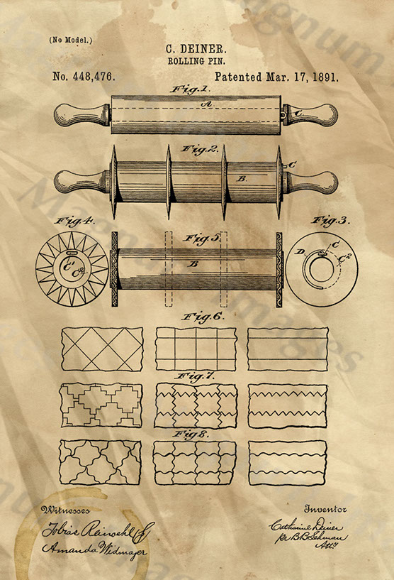 C Ceiner-Rolling Pin 1891 US448476-Vin1